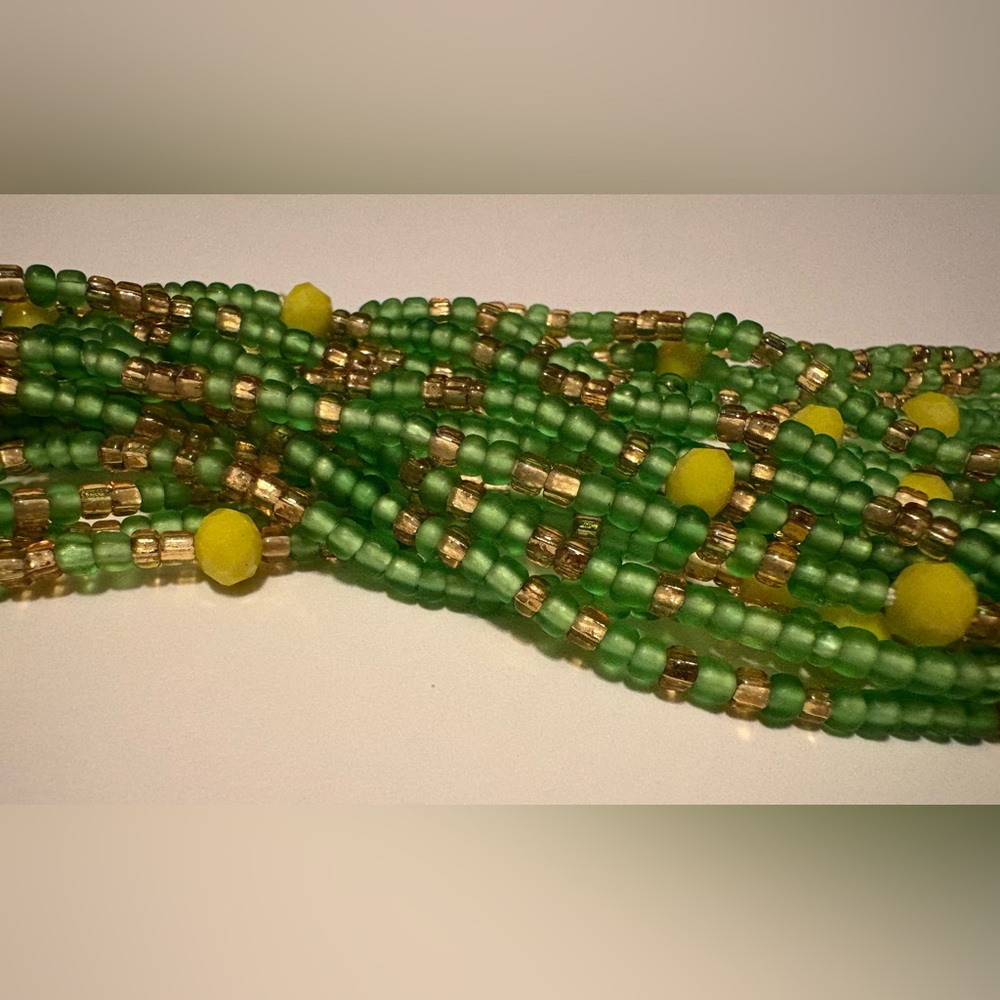 NWT “Lemonade Drops” Green Yellow Gold Waistbead w/Textured Beads Intermediate - Picture 6 of 7